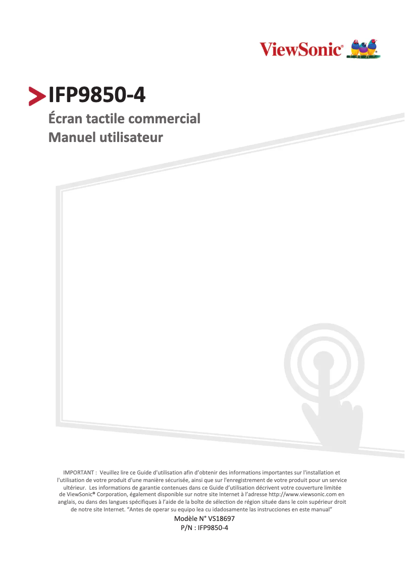 Image de la première page du manuel de l'appareil IFP9850