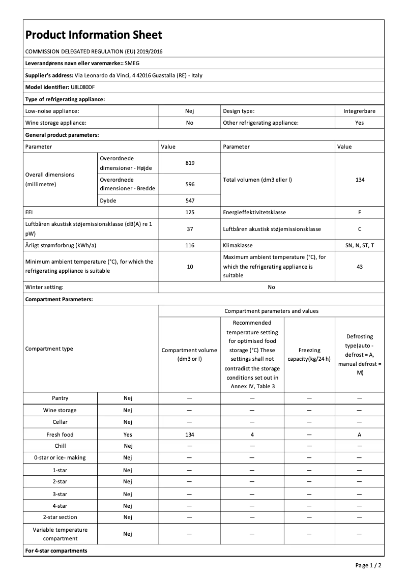 Image de la première page du manuel de l'appareil U8L080DF