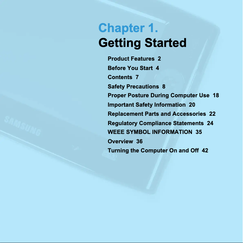 Page 1 de la notice Manuel utilisateur Samsung NP-Q1