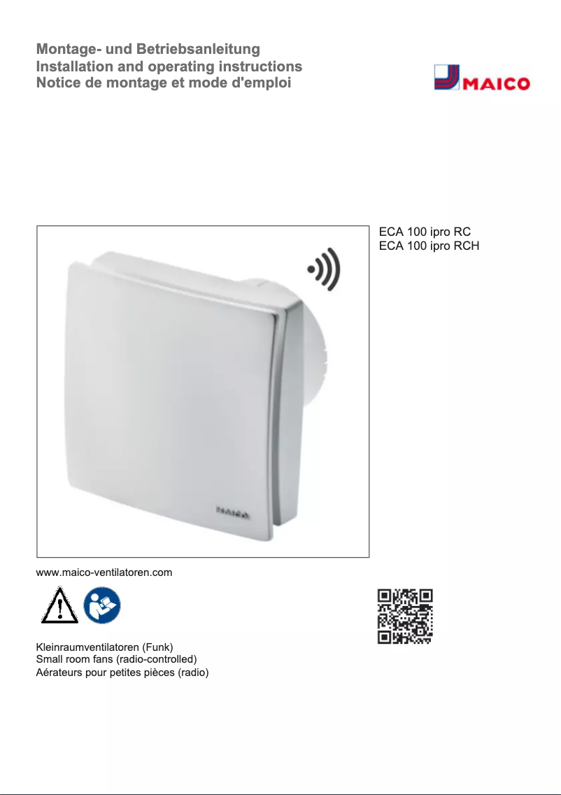 Page 1 de la notice Manuel utilisateur Maico ECA 100 ipro RC