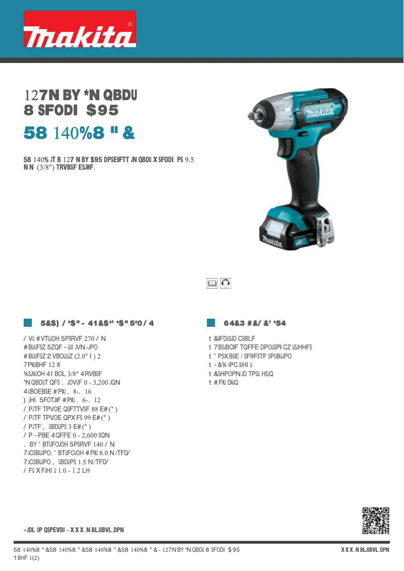 Page 1 de la notice Fiche technique Makita TW140DWAE