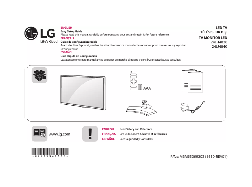 Page 1 de la notice Manuel utilisateur LG 24LJ4840-