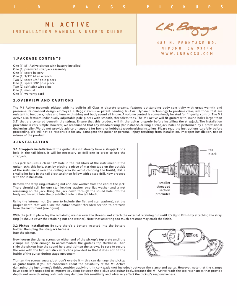 Page 1 de la notice Manuel utilisateur L.R.Baggs M1 Active