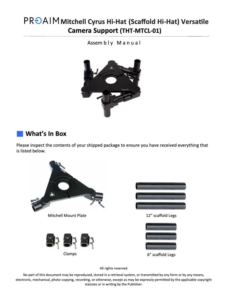 Page 1 de la notice Manuel utilisateur Proaim THT-MTCL-01