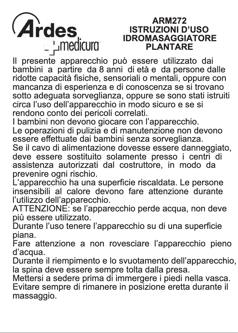 Image de la première page du manuel de l'appareil ARM272