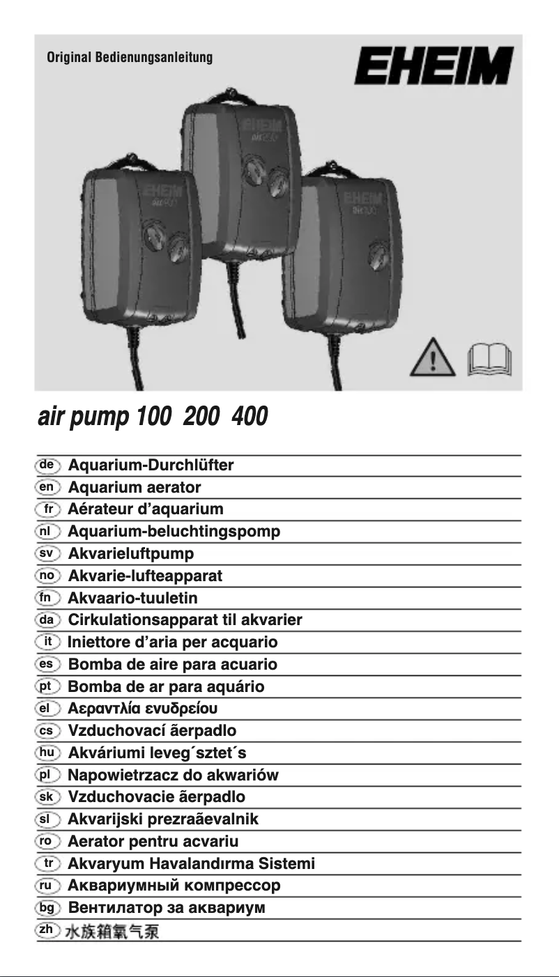 Page 1 de la notice Manuel utilisateur Eheim air pump 100