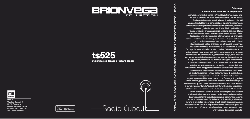 Page n°1 - Manuel utilisateur Brionvega Cubo TS525