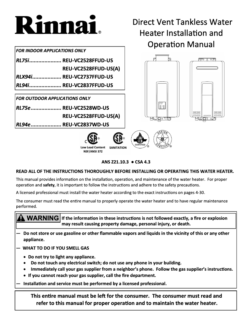 Image de la première page du manuel de l'appareil RLX94iN