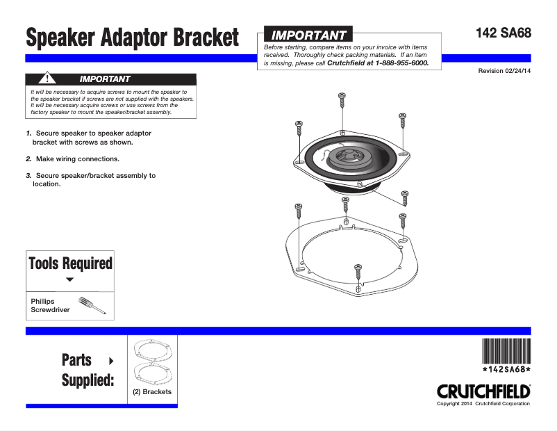 Page 1 de la notice Manuel utilisateur Scosche SA-68