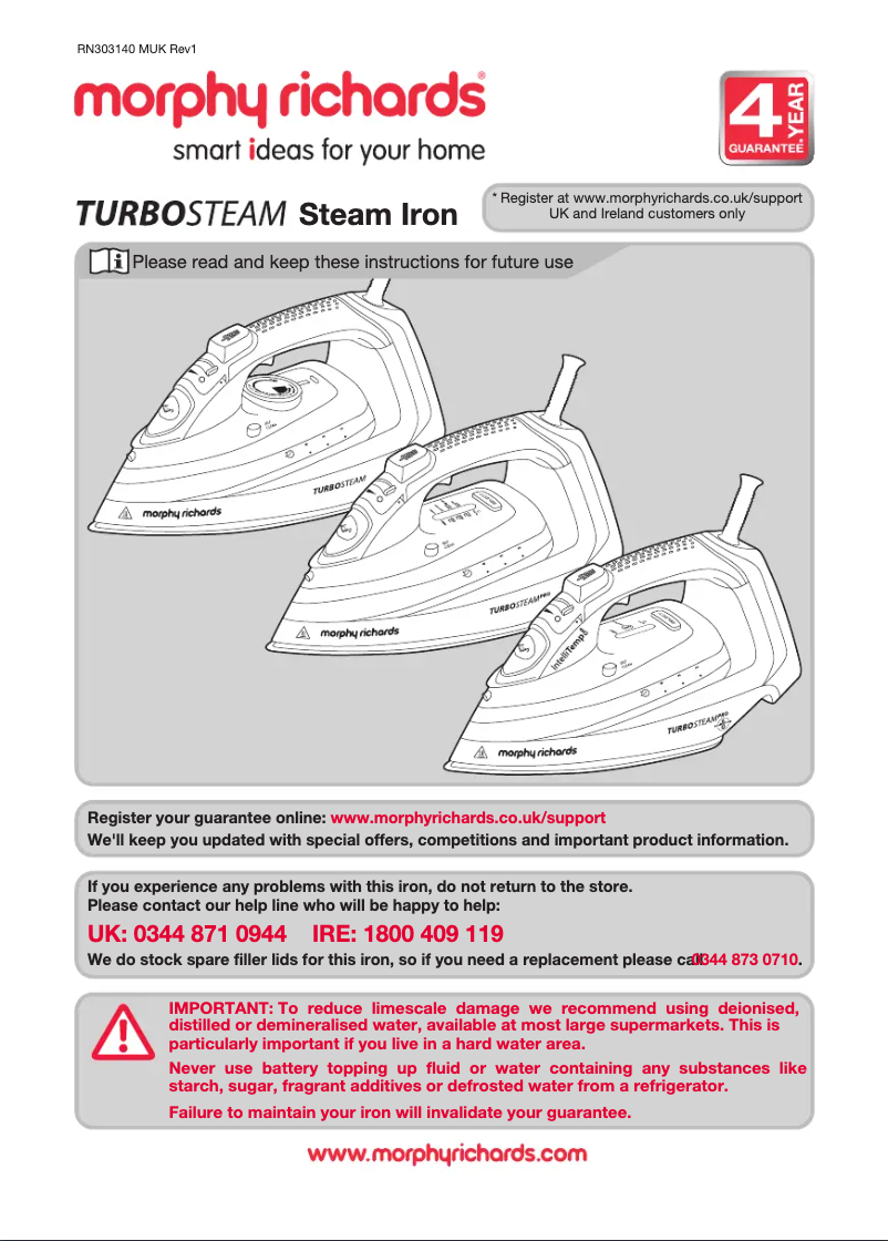 Imagen de la primera página del manual del dispositivo Turbosteam 303140