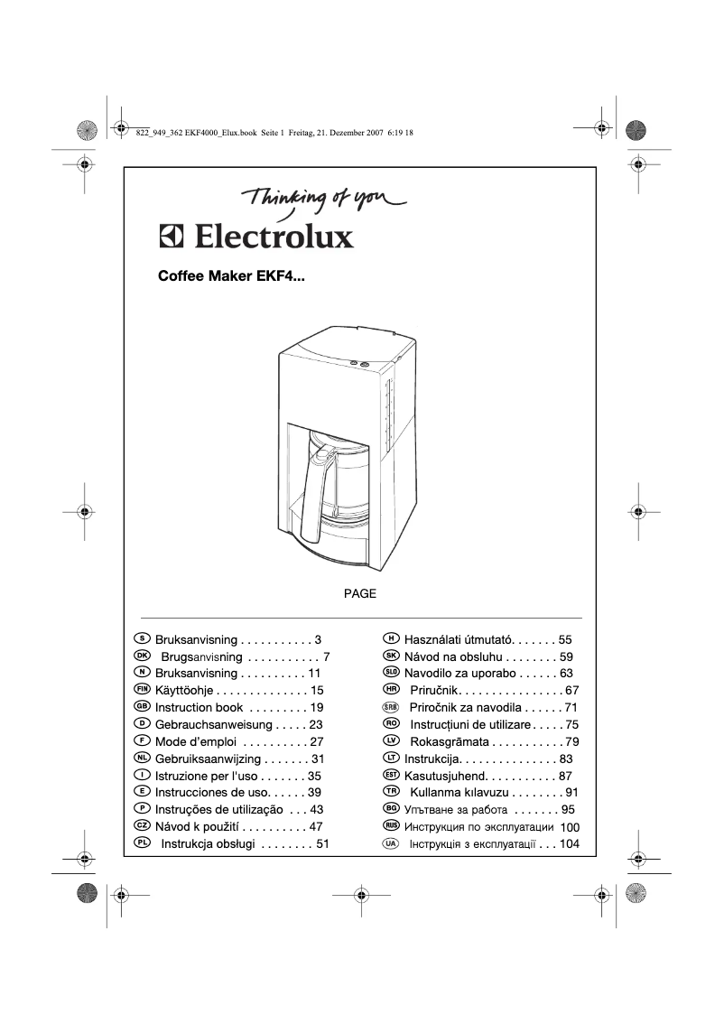Page 1 of the manual User Manual Electrolux EKF 4040