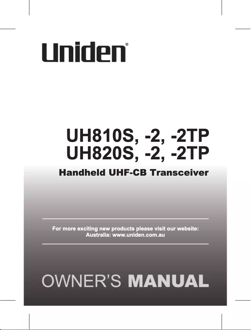 Página 1 del manual Manual de usuario Uniden UH820S-2