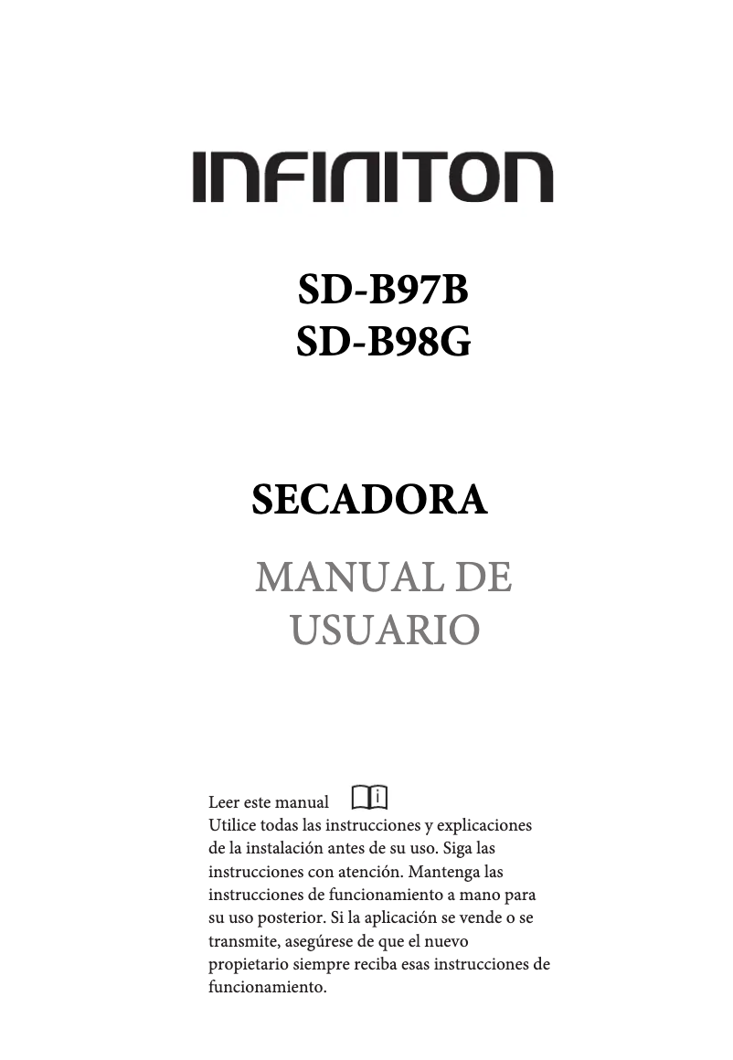 Page n°1 - Manuel utilisateur Infiniton SD-B97B