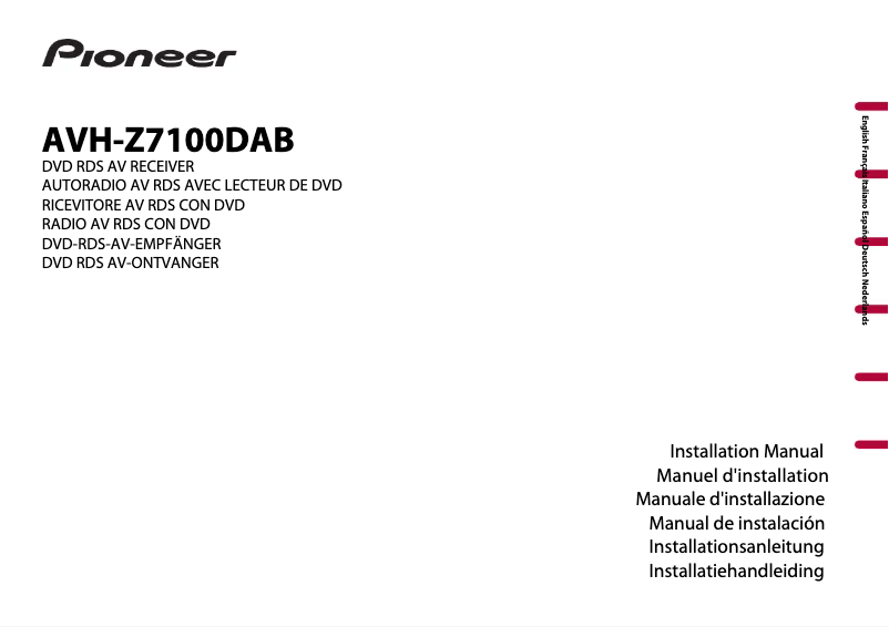 Page 1 de la notice Manuel utilisateur Pioneer AVH-Z7100DAB