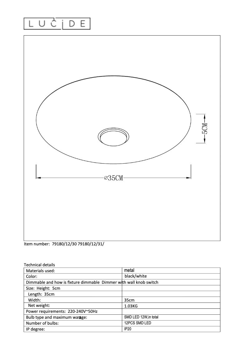 Page 1 de la notice Manuel utilisateur Lucide Troy