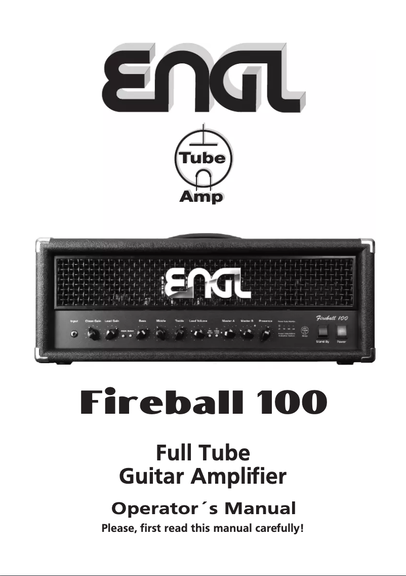 Page n°1 - Manuel utilisateur ENGL Fireball 100 E635