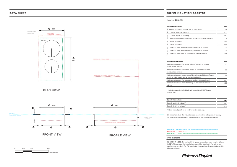 Page n°1 - Fiche technique Fisher & Paykel CI302CTB1
