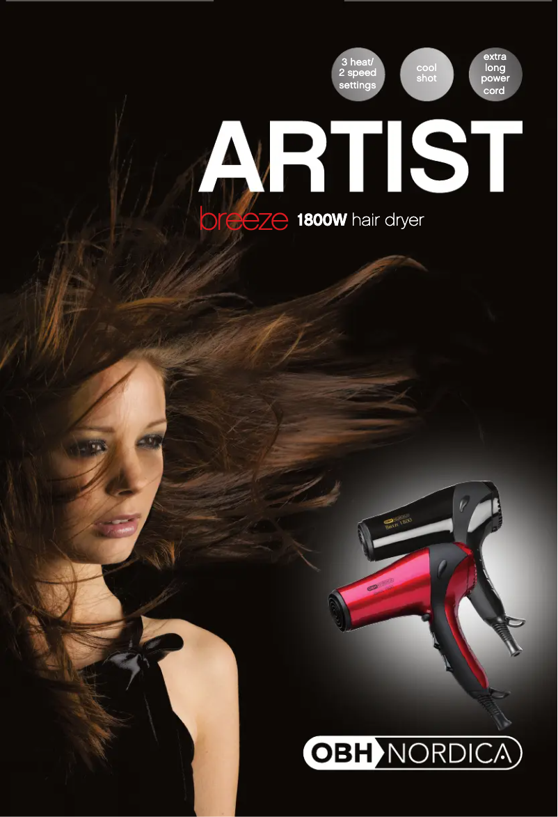 Page 1 de la notice Manuel utilisateur OBH Nordica Artist Breeze(5168