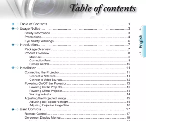 Page 1 de la notice Manuel utilisateur Optoma TH1060P