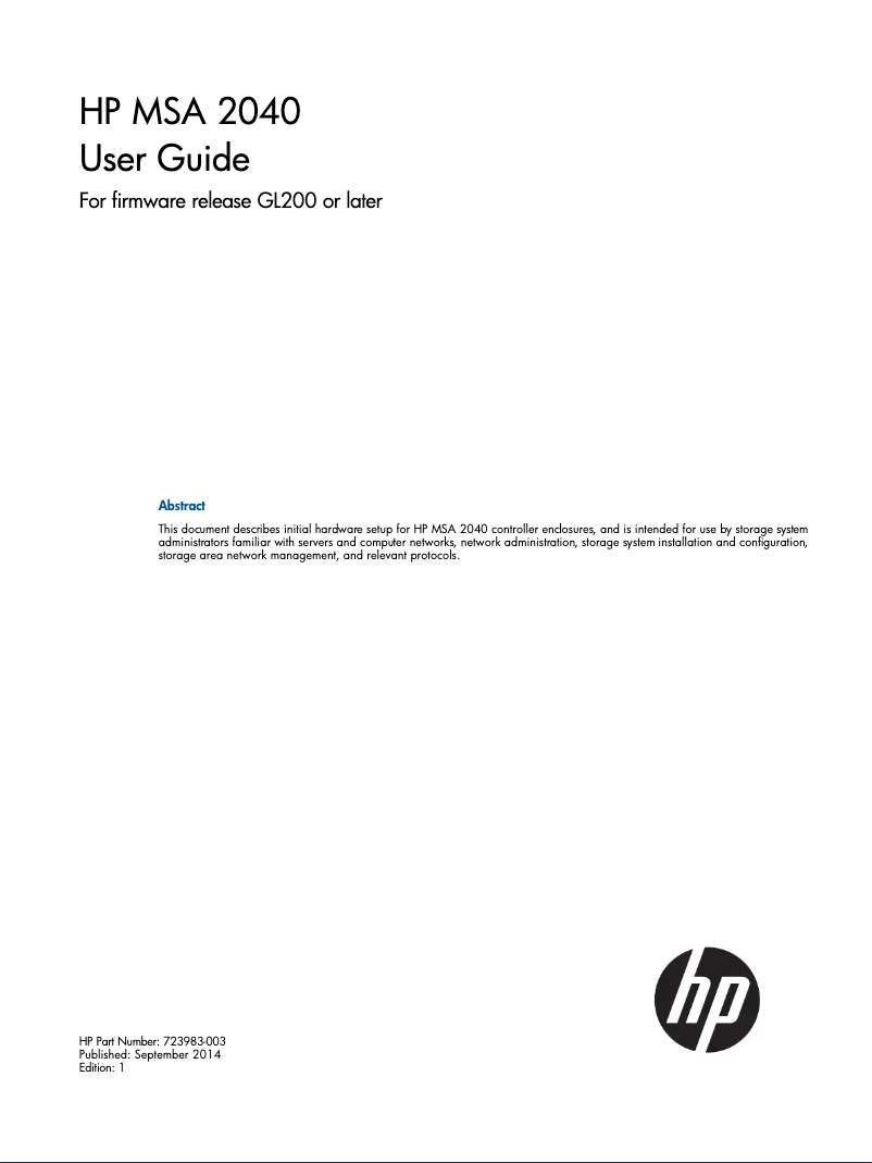 Page 1 of the manual User Manual HP M0T28A
