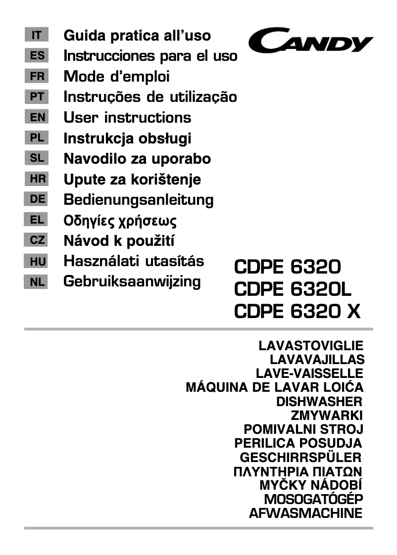 Page 1 de la notice Manuel utilisateur Candy CDPE 6320X-ISR