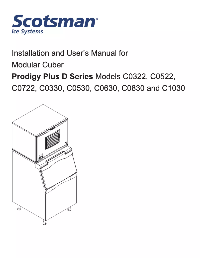 Page 1 de la notice Manuel d'utilisation et d'entretien Scotsman C1030SR-32
