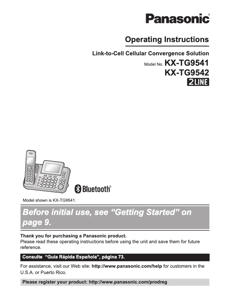 Page 1 de la notice Manuel utilisateur Panasonic KX-TG9542B