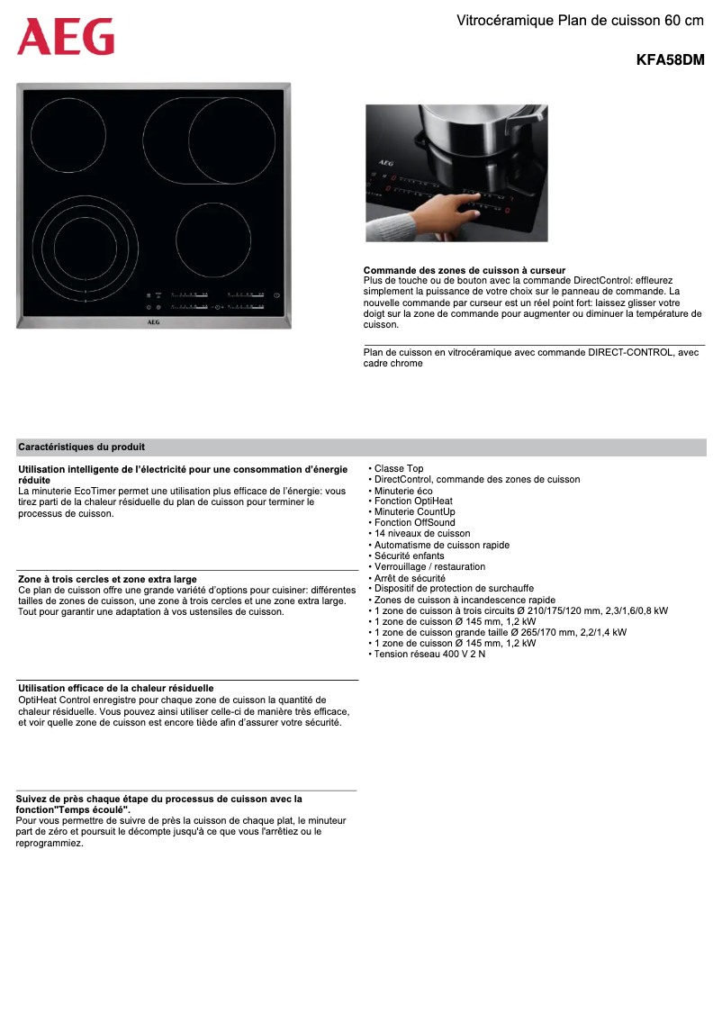 Page n°1 - Fiche technique AEG KFA58DM