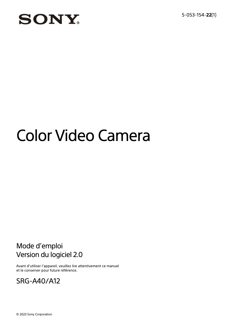 Imagen de la primera página del manual del dispositivo SRG-A12