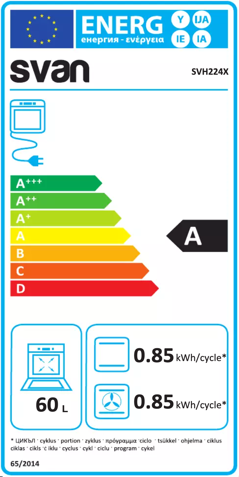 Page 1 de la notice Label énergétique SVAN SVH224X