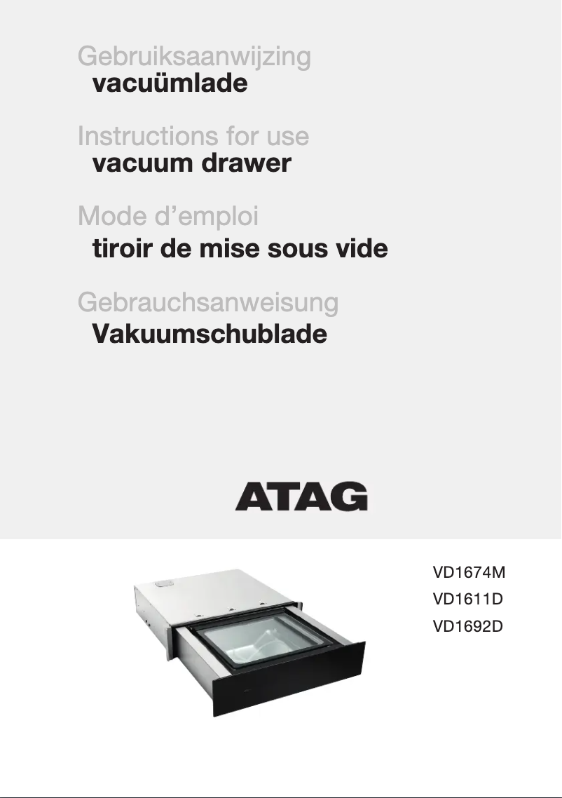 Page 1 de la notice Manuel utilisateur Atag VD1611D