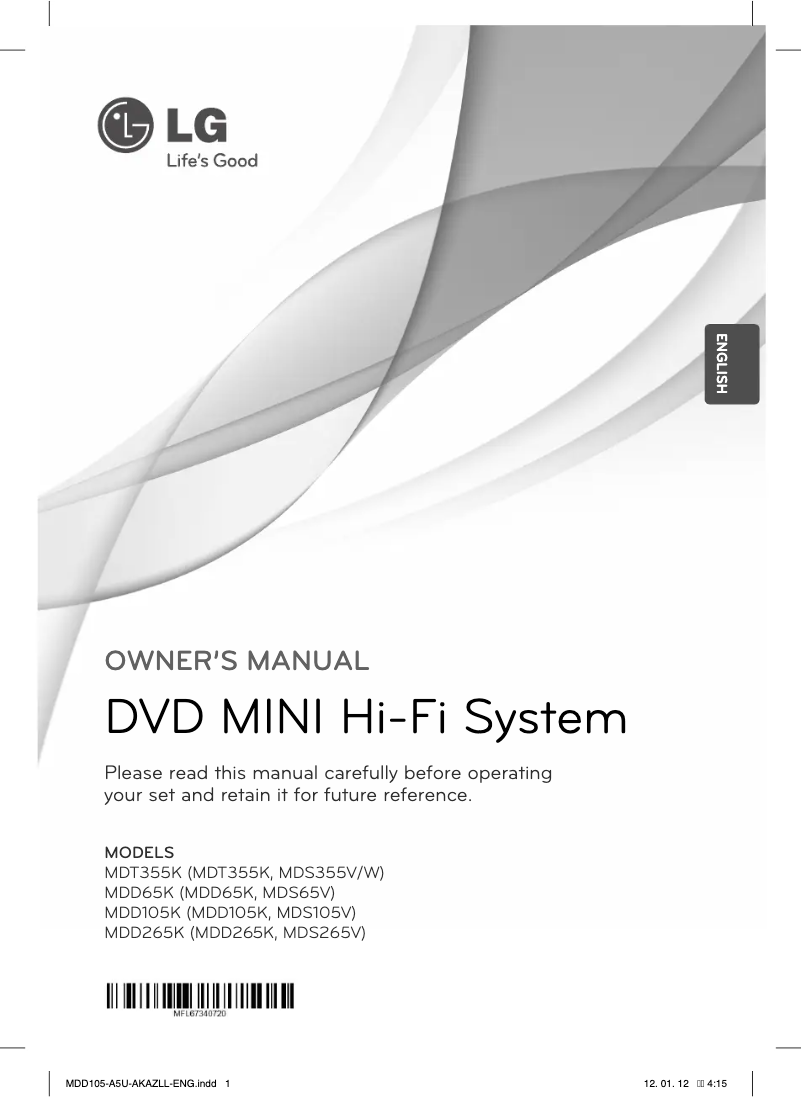 Image de la première page du manuel de l'appareil MDD105K