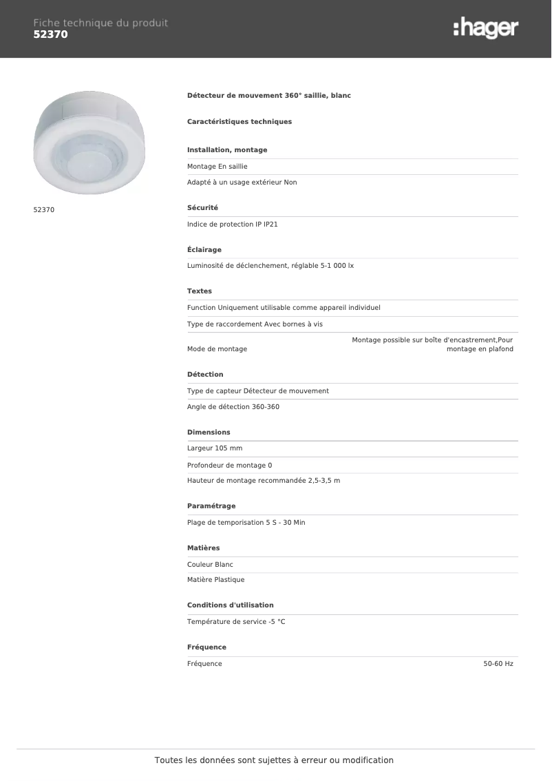 Image de la première page du manuel de l'appareil 52370