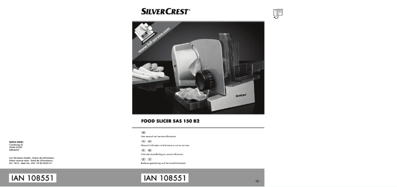 Page n°1 - Manuel utilisateur SilverCrest SAS 150 B2