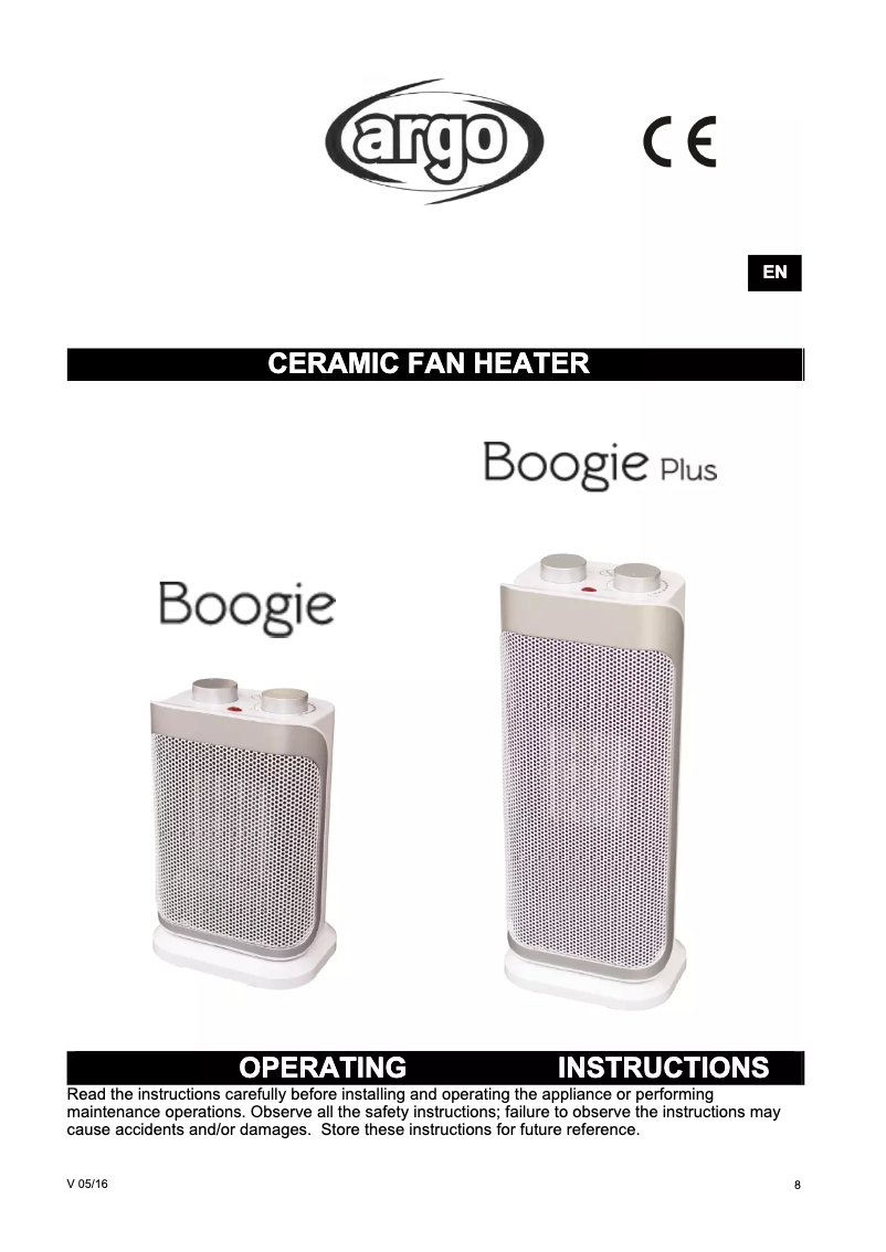 Page 1 de la notice Manuel utilisateur Argoclima Boogie Plus