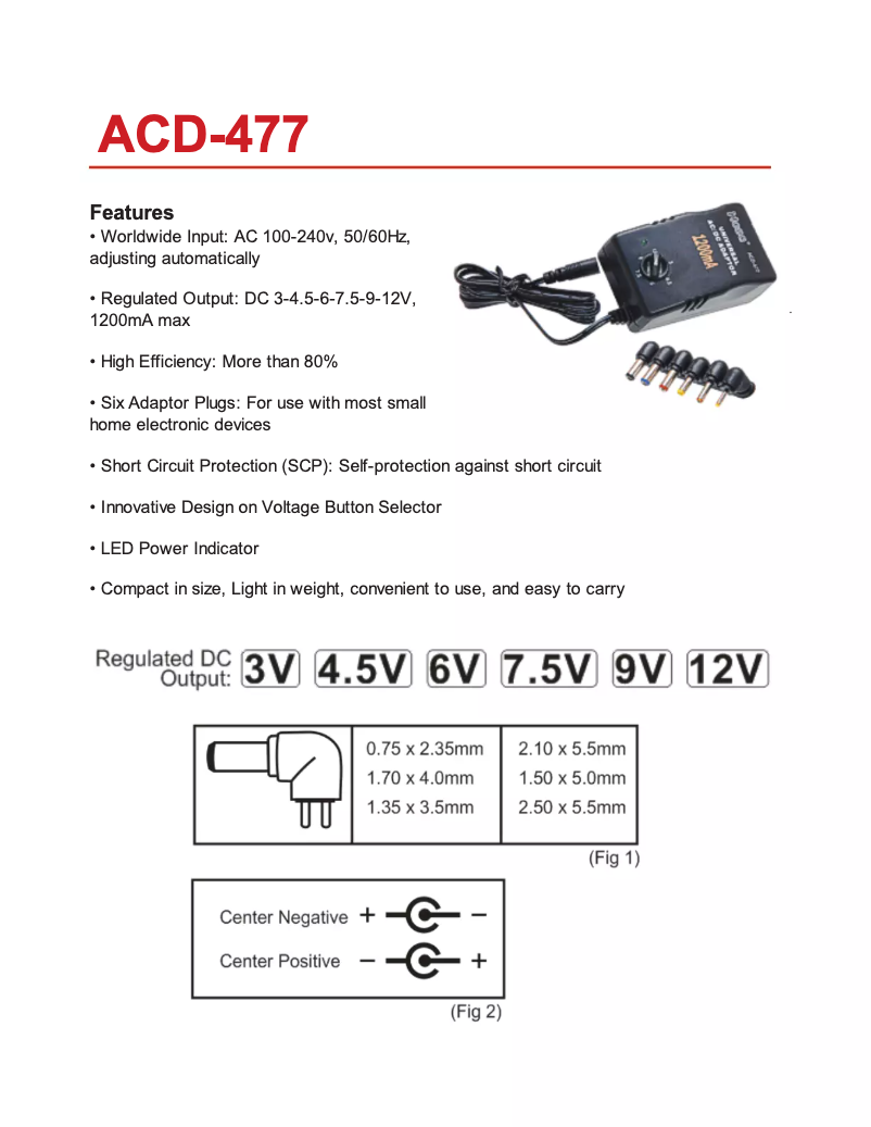 Page 1 de la notice Manuel utilisateur Hosa ACD-477