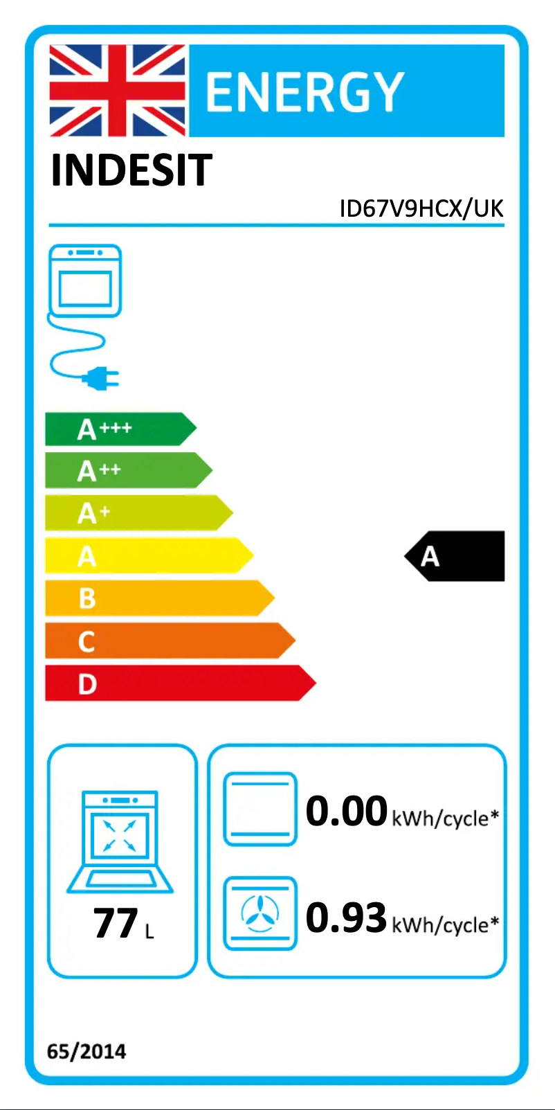 Page n°1 - Label énergétique Indesit ID67V9HCX