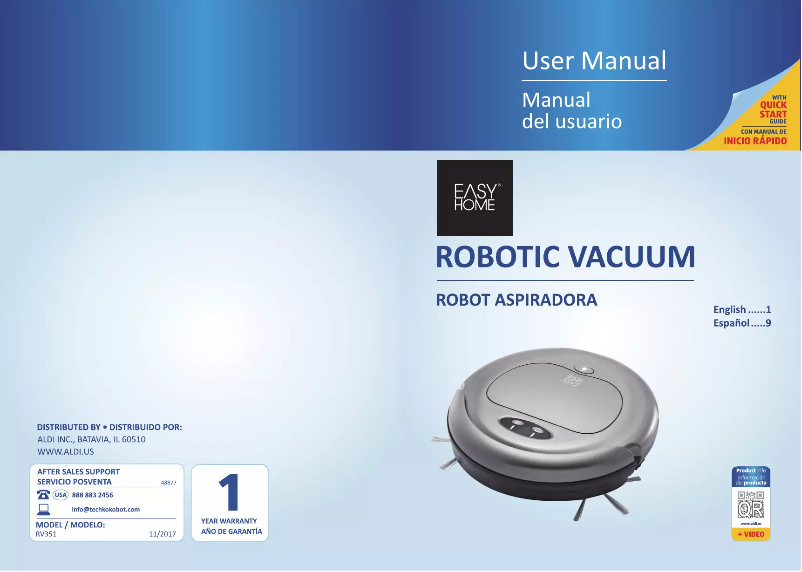 Image de la première page du manuel de l'appareil Robotic Vacuum RV351