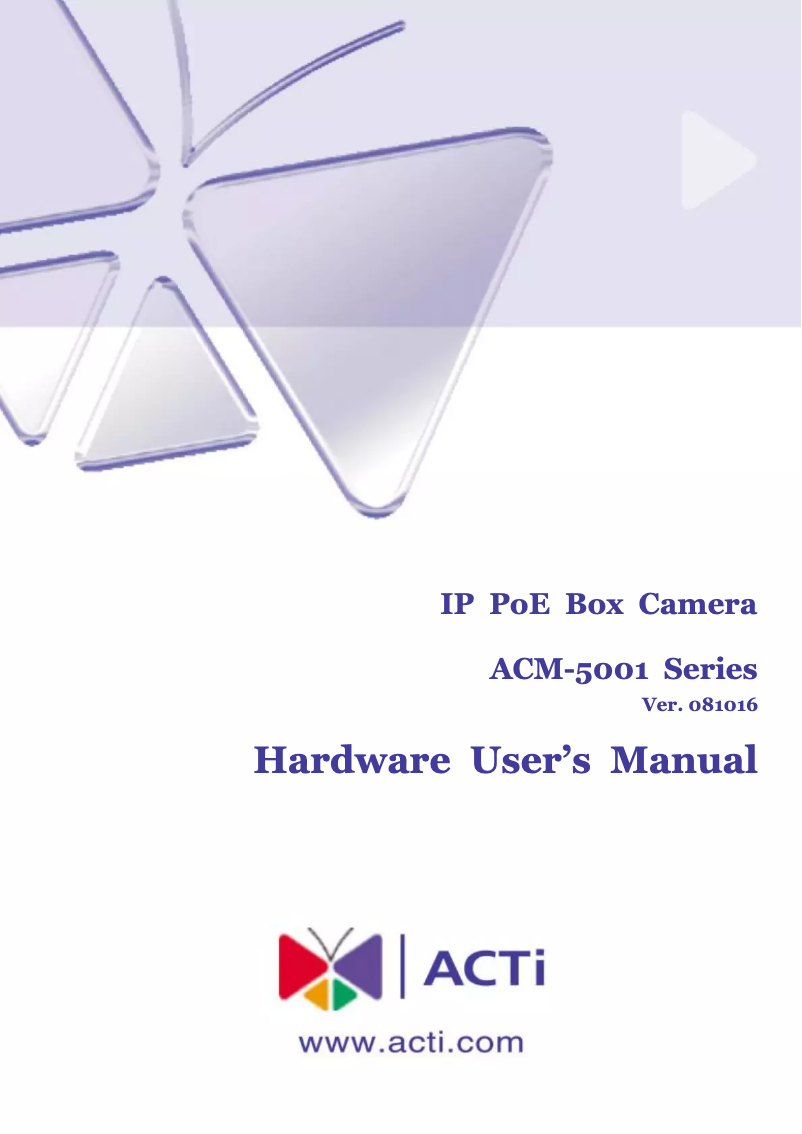 Page n°1 - Manuel utilisateur ACTi ACM-5001