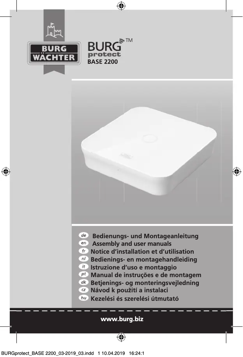 Page 1 de la notice Manuel utilisateur Burg Wächter SET 2210