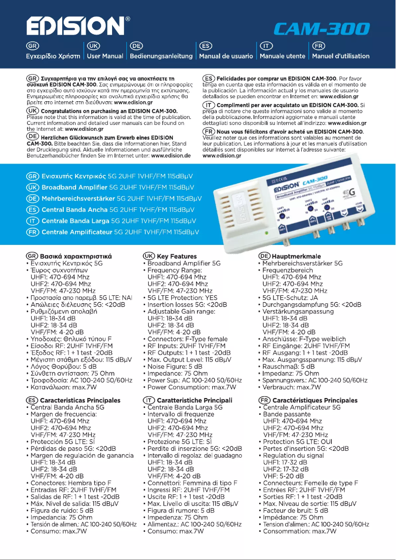 Page n°1 - Manuel utilisateur Edision CAM-300