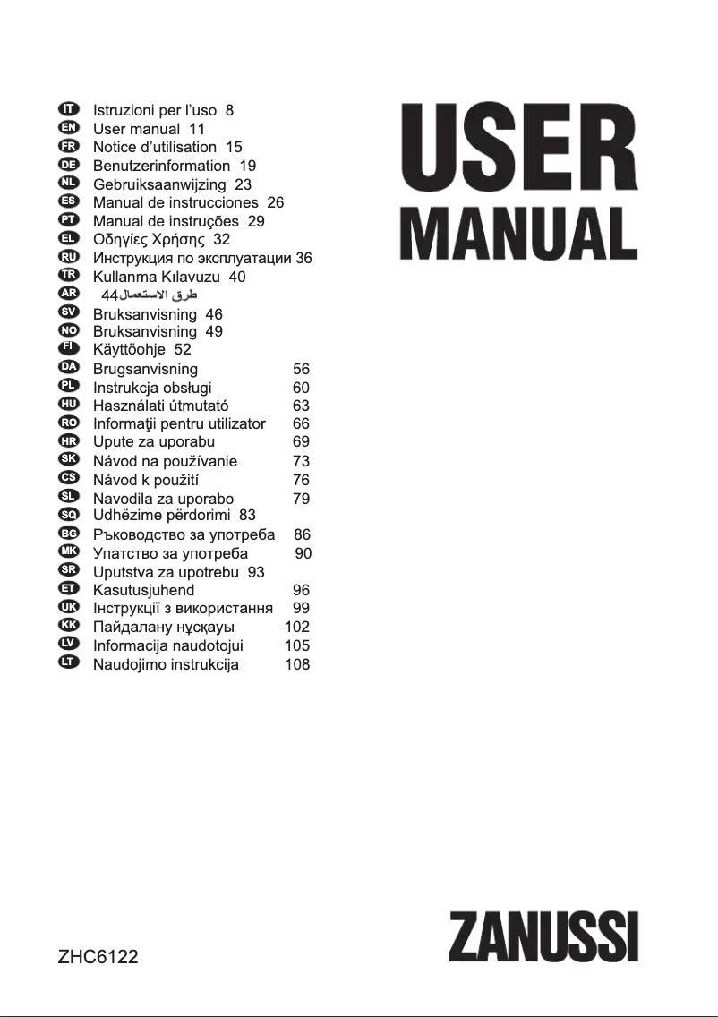 Image de la première page du manuel de l'appareil ZHC6122X