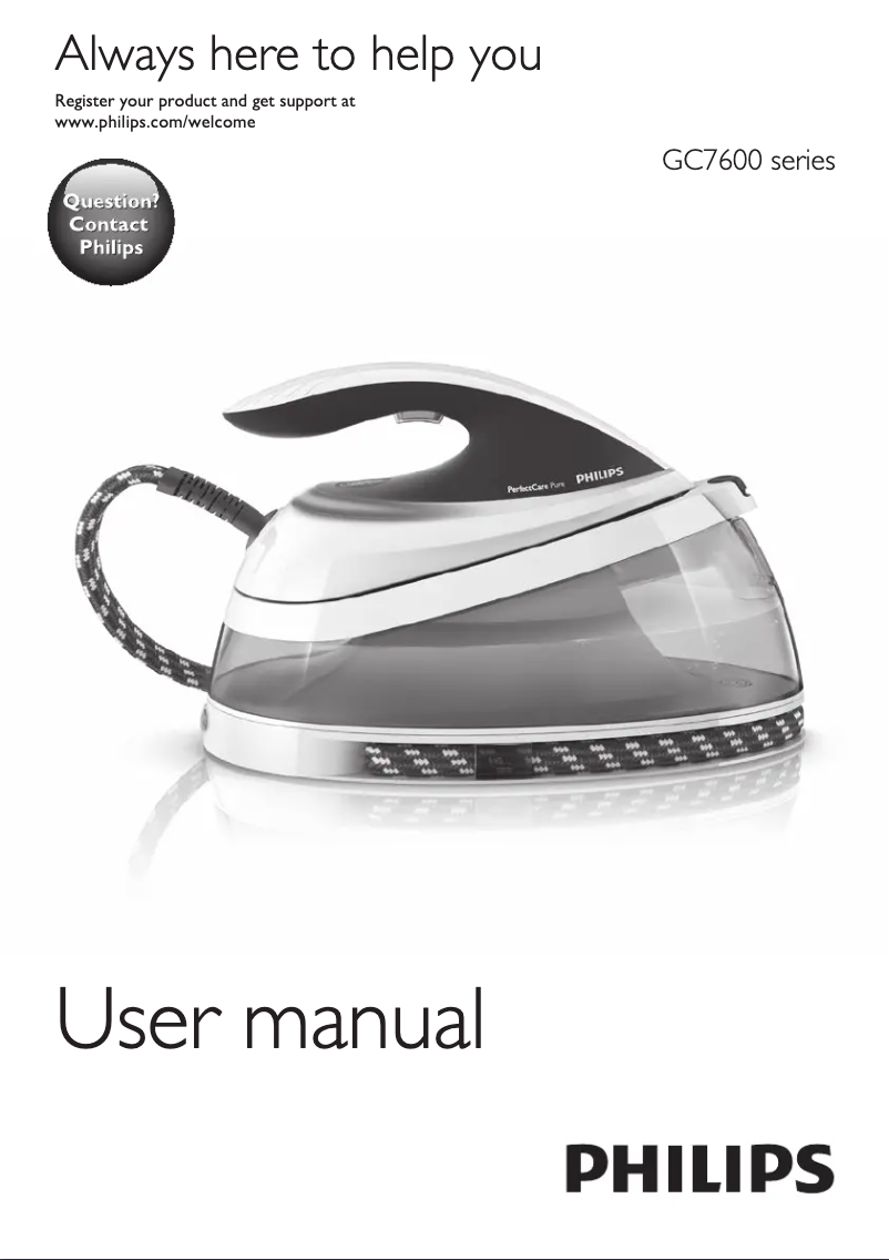 Image de la première page du manuel de l'appareil PerfectCare Pure GC004