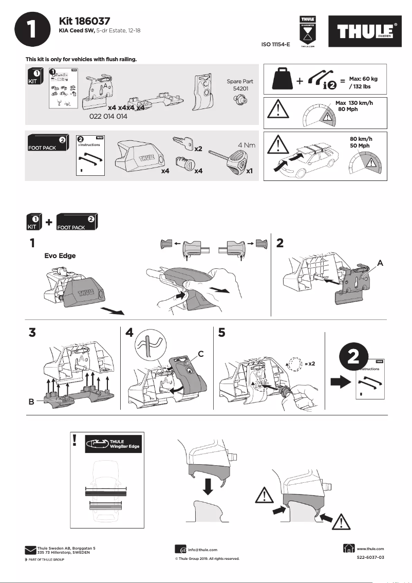 Page 1 de la notice Manuel utilisateur Thule Kit 186037