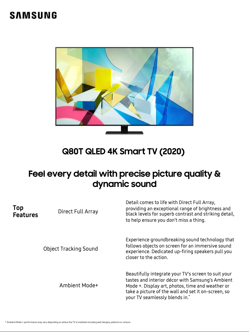 Image de la première page du manuel de l'appareil QA65Q80TAWXXY