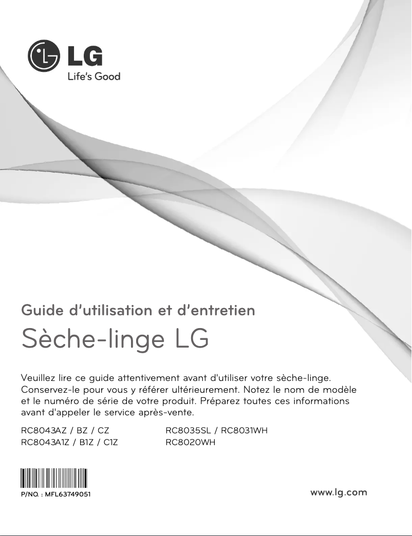 Page n°1 - Manuel utilisateur LG RC8043C1Z
