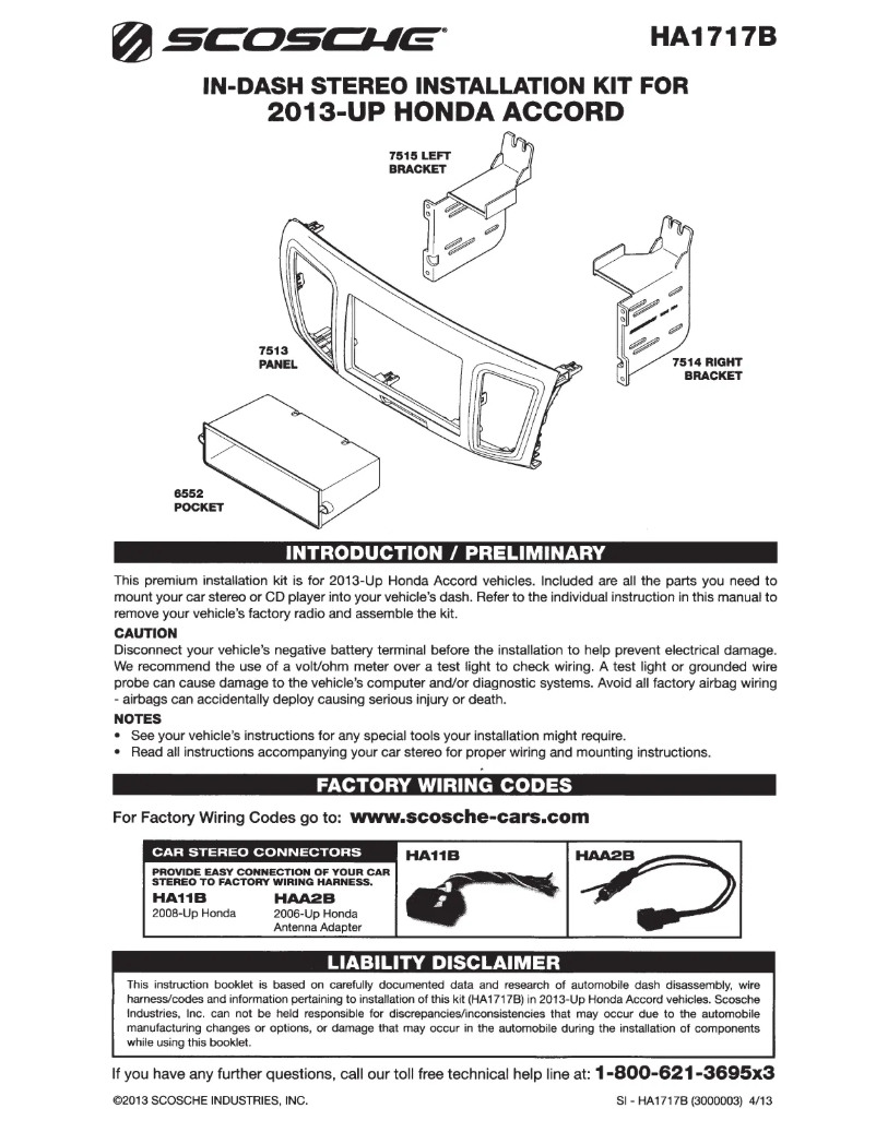 Page n°1 - Manuel utilisateur Scosche HA1717B