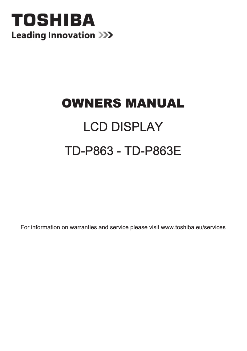 Page 1 de la notice Manuel utilisateur Toshiba TD-P863E