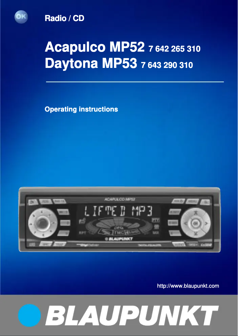 Page 1 de la notice Manuel utilisateur Blaupunkt Daytona MP 53
