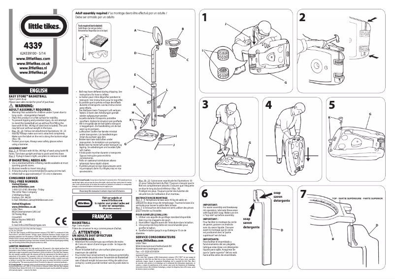 Page 1 de la notice Manuel utilisateur Little Tikes Easy Store Basketball Set
